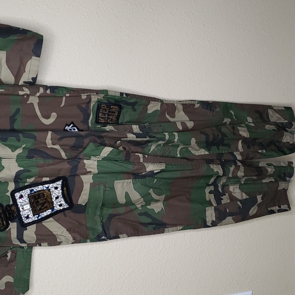 Rothco Womens Camo Bling Patchwork Flight Suit Jumpsuit Size S Y2K Retro - Picture 5 of 17